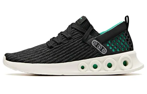 Anta Comfortable Cushioning Slip Resistant Breathable Low top Running Shoes Men's Black Green