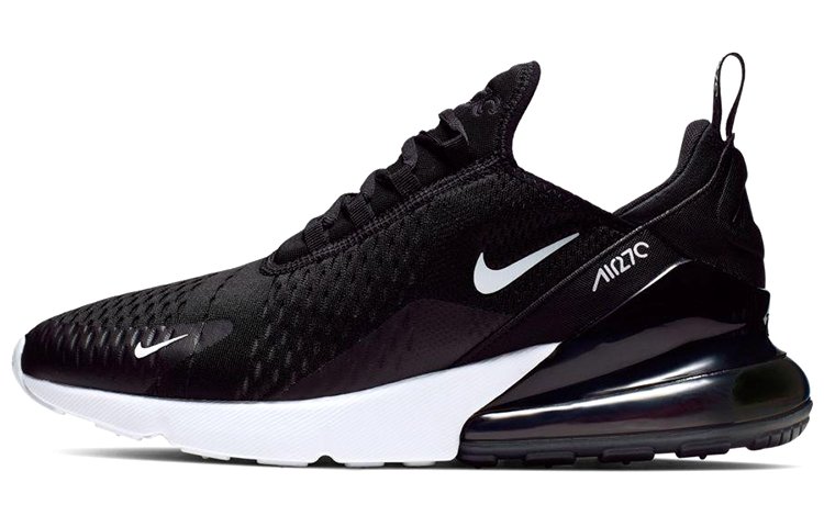 Nike Air Max 270 retro comfortable and versatile canvas low-cut air cushion casual running shoes for men and women, black and white