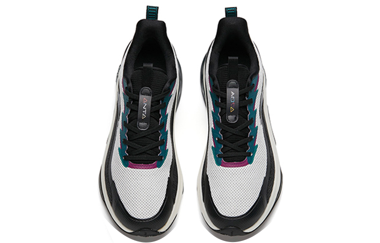 Anta Comfortable Cushioning Slip Resistant Abrasion Resistant Low top Running Shoes Men’s Black White Green