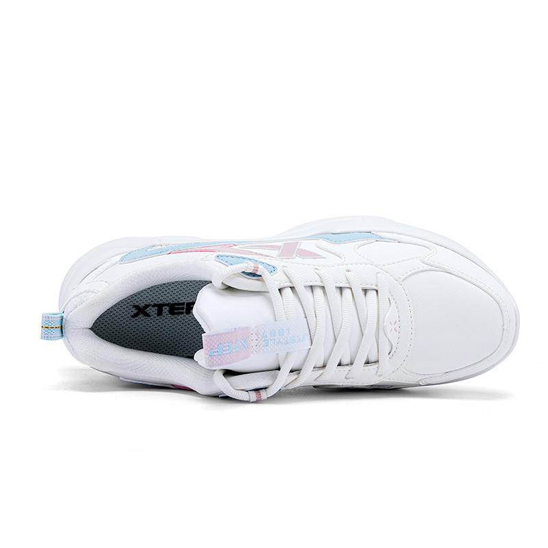 XTEP Cushioning Abrasion Resistant Breathable Low top Running Shoes Women’s White Blue