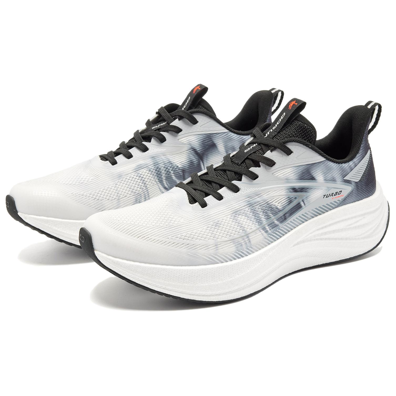 QIAODAN Soft Landing Running Shoes Men’s Low Top Snow Gray, Black