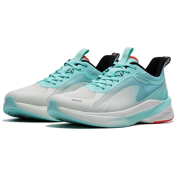 QIAODAN Light Speed 4.0 Cushioning Slip Resistant Breathable Low top Dui Light Running Shoes Men’s White Blue