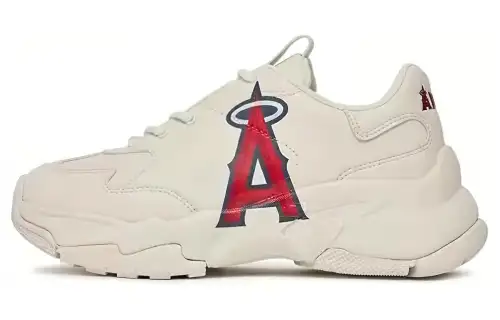 MLB Big Ball Chunky Abrasion Resistant Breathable Low top Casual Shoes Unisex Beige Red