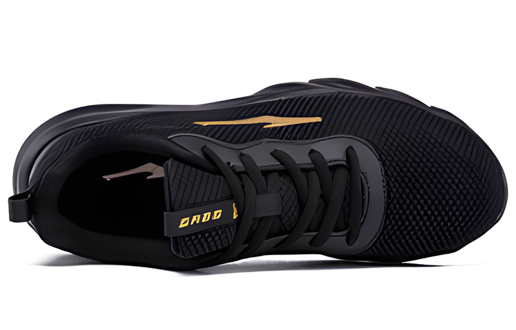 Erke Cushioning Slip Resistant Abrasion Resistant Breathable Low top Running Shoes Men’s Black Gold