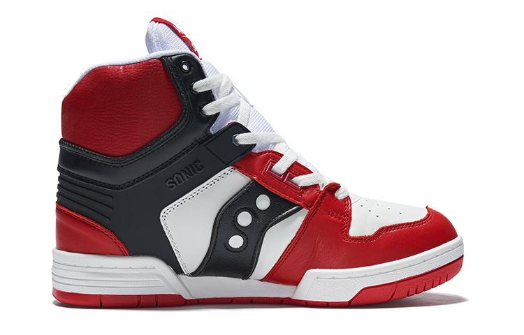 Saucony Sonic High Beams High top Running Shoes Unisex White Red Black