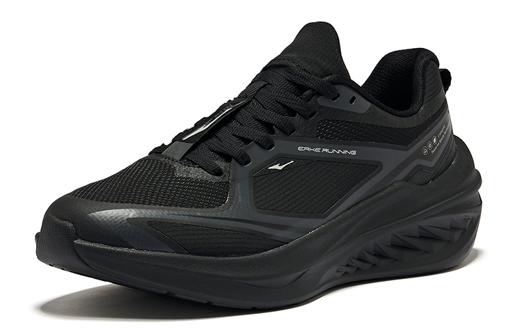 Erke Cushioning Abrasion Resistant Breathable Low top Running Shoes Men’s Jet Black Carbon Gray