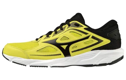 Mizuno Spark 7 Leather Slip Resistant, Abrasion Resistant, Breathable Low top Running Shoes Men's Yellow Black
