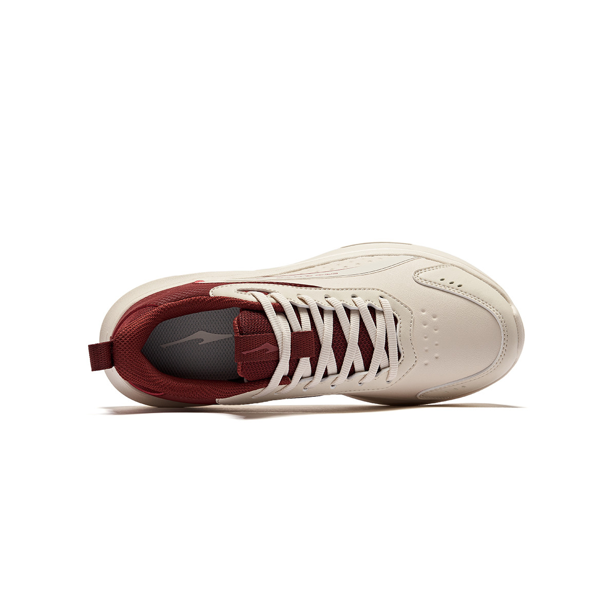 Erke Synthetic Leather Cushioning Slip Resistant Breathable Low top Running Shoes Women’s Beige Red