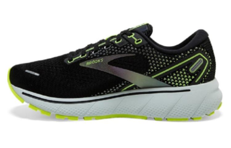 Brooks Brooks Ghost 14 sports comfortable, shock-absorbing and wear-resistant low-cut running shoes for men, black and green