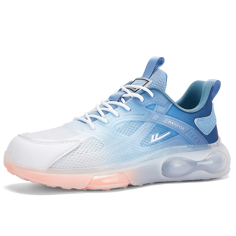 Warrior Breathable Mesh Cushioning Height Increasing Low top Running Shoes Men’s White Light Blue