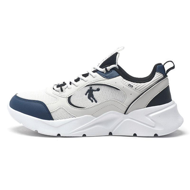 QIAODAN Slip Resistant And Breathable Low top Casual Running Shoes Men’s White Gray Blue