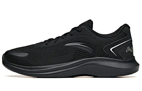 Anta Breathable Abrasion Resistant Slip Resistant Low top Running Shoes Men's Pure Black