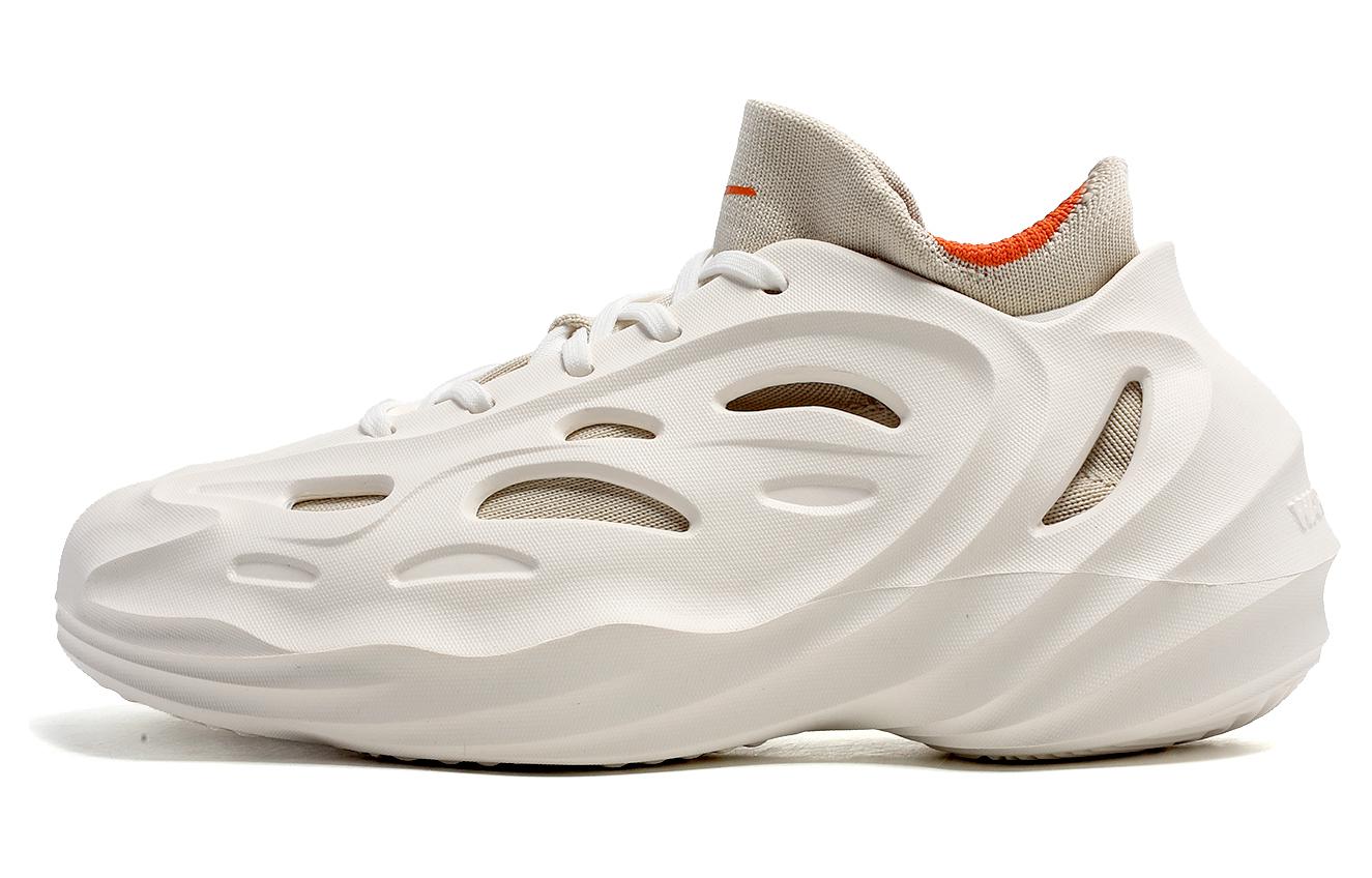 Warrior versatile fashionable thick-soled clog shoes that feel like stepping on shit, shock-absorbing and heightening, low-top casual running shoes, men's white apricot