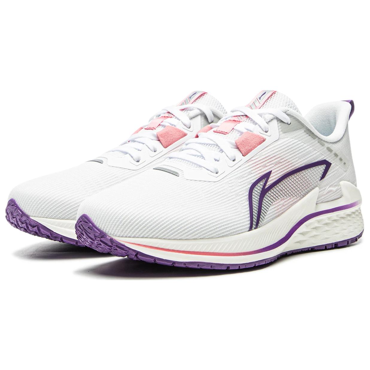 Li Ning Slip Resistant, Abrasion Resistant, Breathable Low top Casual Running Shoes Women’s White Purple