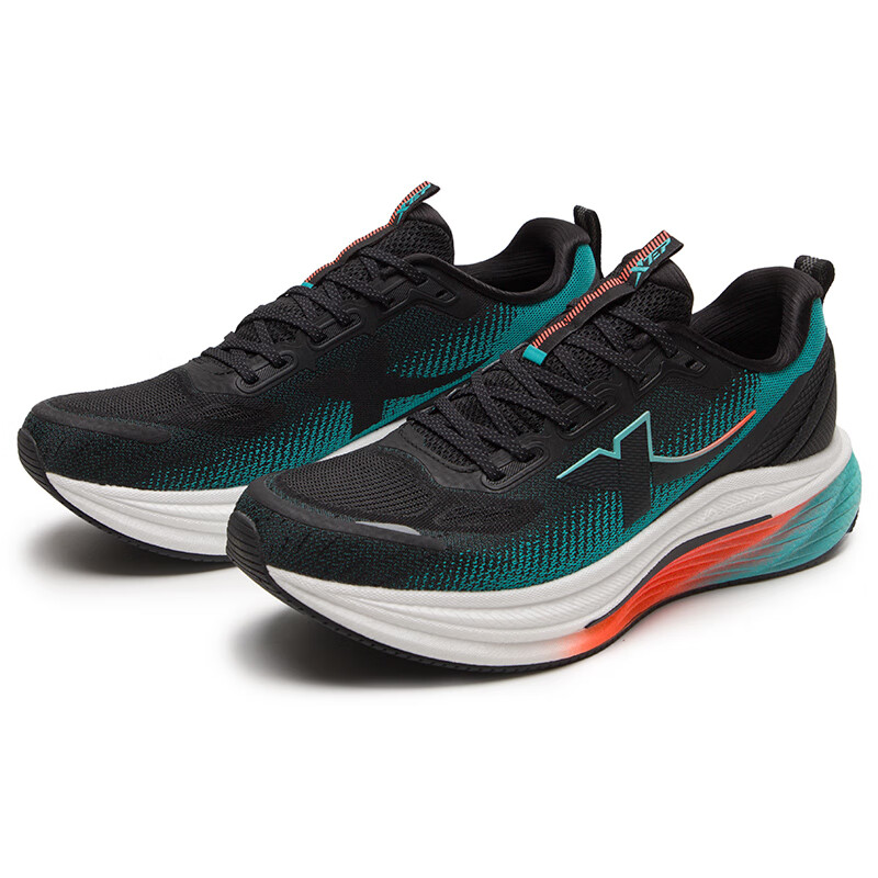 XTEP Cushioning Slip Resistant Low top Marathon Training Running Shoes Men’s Black Blue