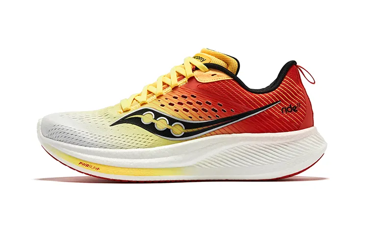 Saucony RIDE Yutuo 17 Mesh, Textile Cushioning Low top Training Running Shoes Men's White Yellow