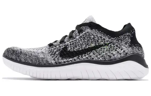 Nike Free RN 2018 2018 Barefoot feel, comfortable for movement, breathable fabric, low-cut sprint running shoes, women's style, black and white