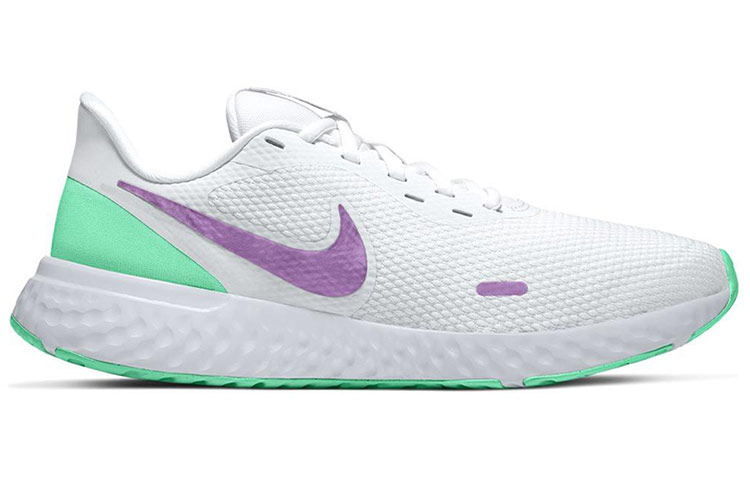 Женские кроссовки Nike REVOLUTION 5 (бело-голубо-фиолетовые) — 白色/冲击紫/光辉绿/足球灰 — фото 2