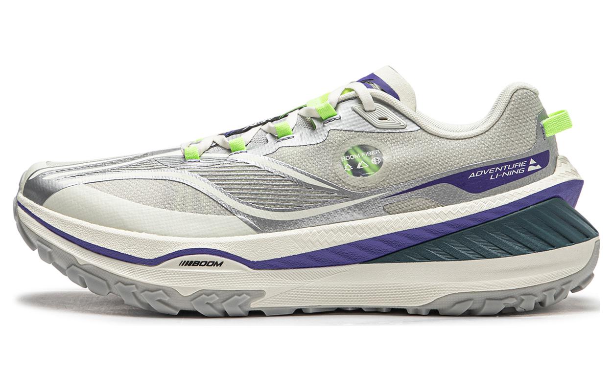 Li Ning De Lu Series Cushioning Slip Resistant Abrasion Resistant Low top Running Shoes Men’s Silver Gray