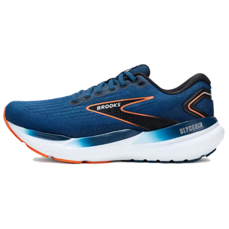 Brooks Brooks Glycerin 21 comfortable fabric shock-absorbing non-slip low-top casual running shoes men's blue wide version
