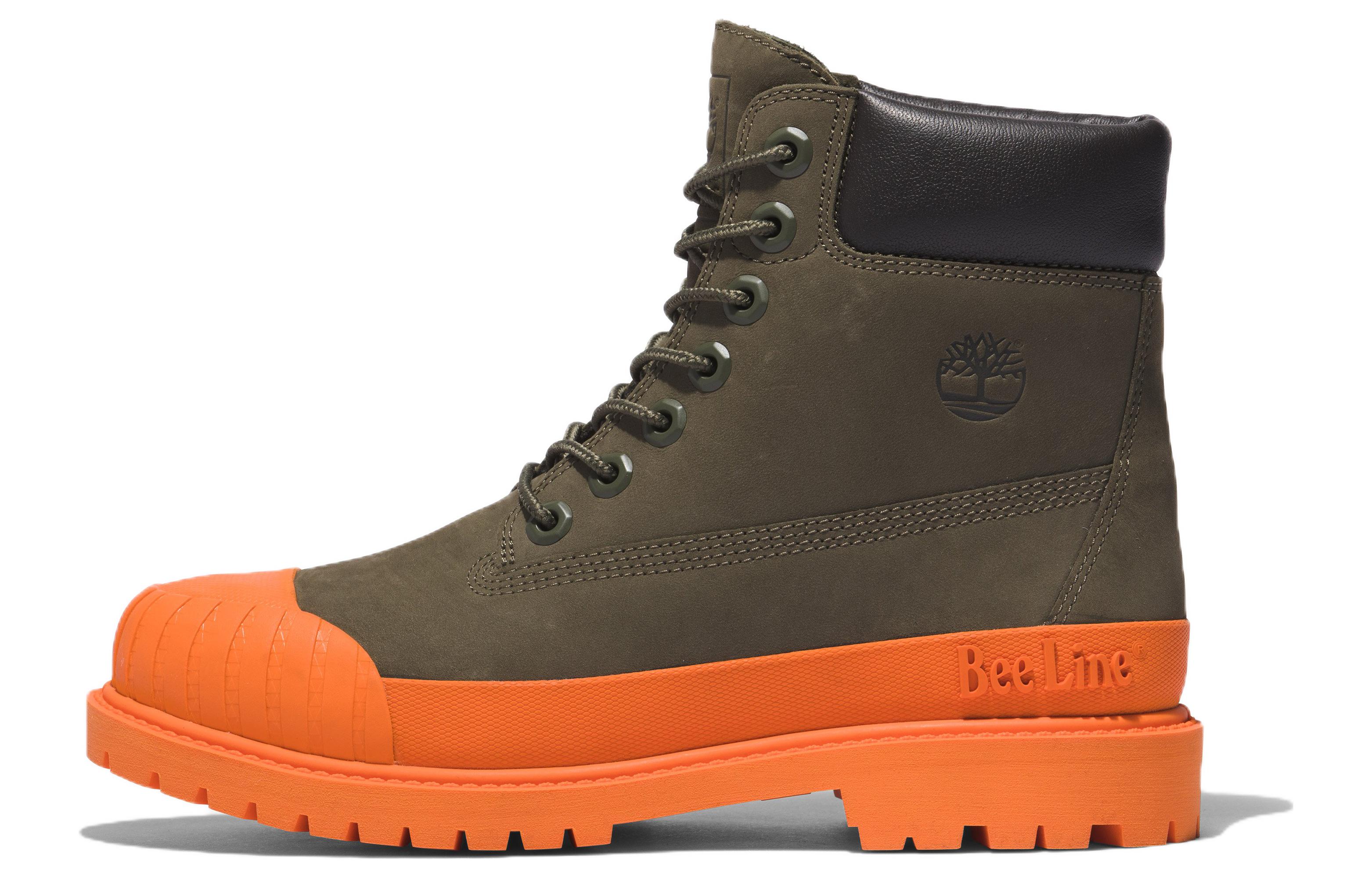 Bee Line x Timberland Premium 6 Inch Abrasion Resistant Cushioning Short Outdoor Boots Women's Green Orange