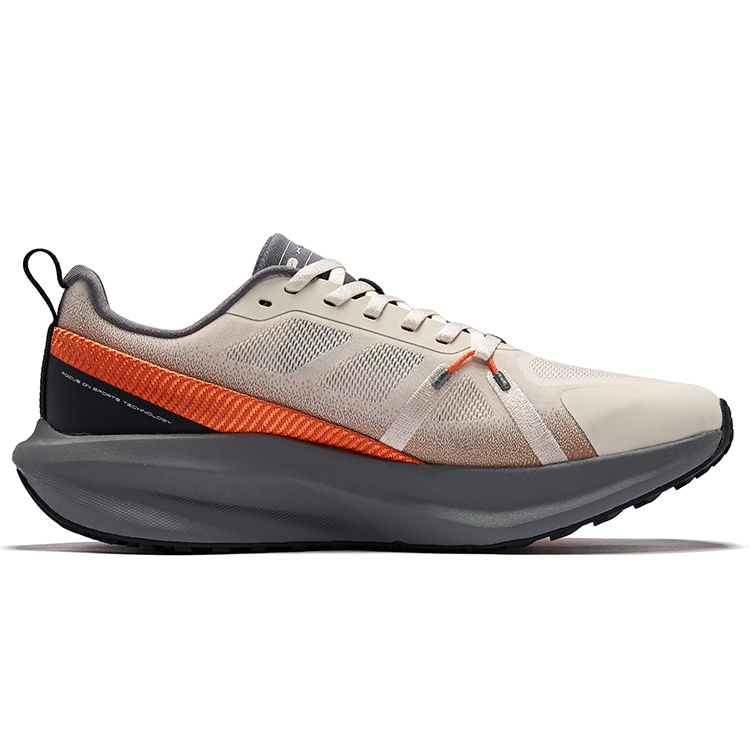 Erke Cushioning Rebound Low top Qidan Technology City Commuting Running Shoes Men’s Eggnog Gray Fluorescent Fire Orange