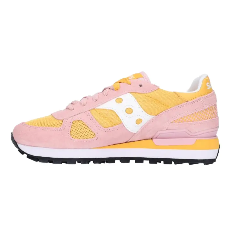 Saucony Shadow Original Comfortable Cushioning Breathable Low top Running Shoes Women's Pink Yellow