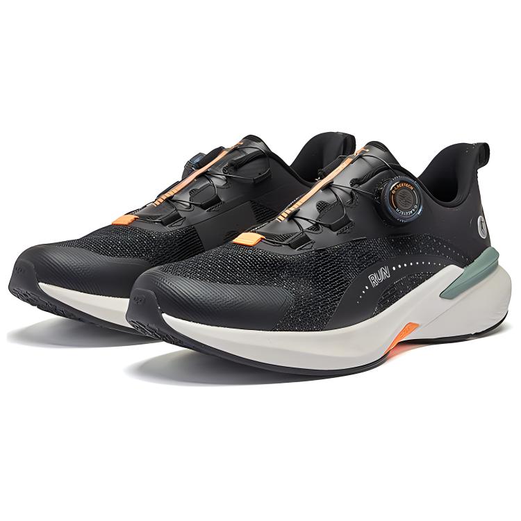 QIAODAN Mesh Abrasion Resistant Slip Resistant Low top Sprint Running Shoes Men’s Black