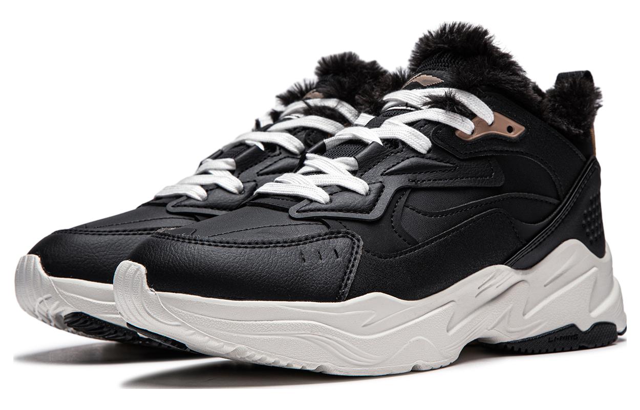 Li Ning Defender Slip Resistant Abrasion Resistant Thermal Mid top Running Shoes Women’s Black White