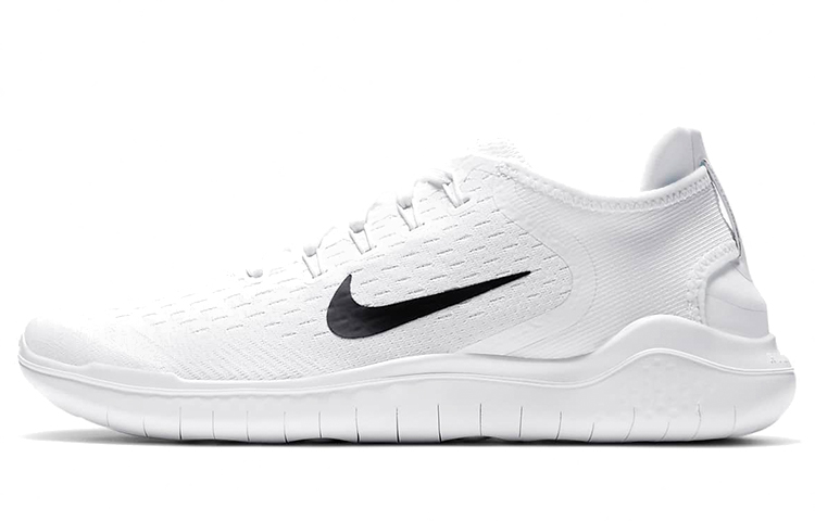 Nike Free RN 2018 barefoot feel, classic color matching, comfortable, wear-resistant and breathable, low-top casual running shoes, men's style, white and black