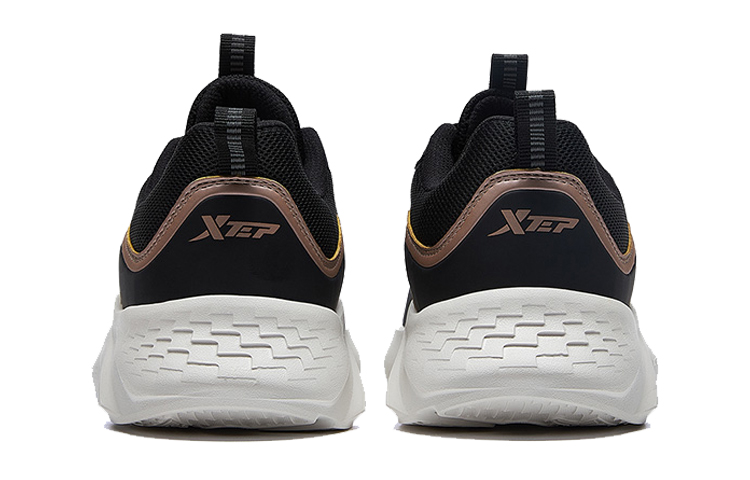 XTEP Shock Absorbers Slip Resistant Abrasion Resistant Lightweight Low top Running Shoes Women’s Black Gold