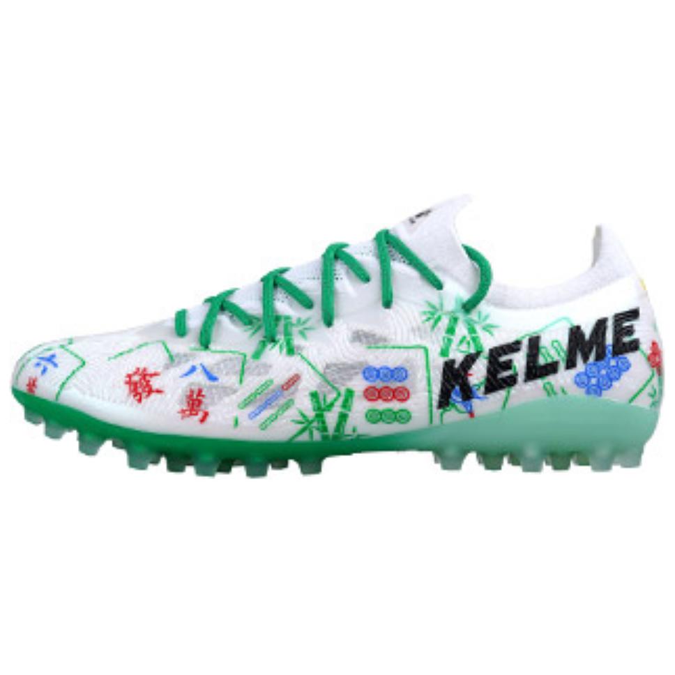 TLSS. x KELME TF Turf Artificial Turf Slip Resistant Abrasion Resistant Soccer Shoes Men's White Green