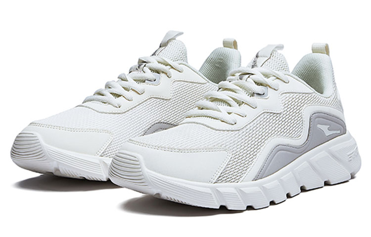 Erke Lightweight Abrasion Resistant Low top Running Shoes Men’s White Gray