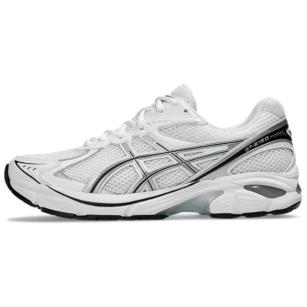 ASICS GT 2160 Synthetic Leather, Textile Abrasion Resistant Low top Casual Running Shoes Unisex White Silver