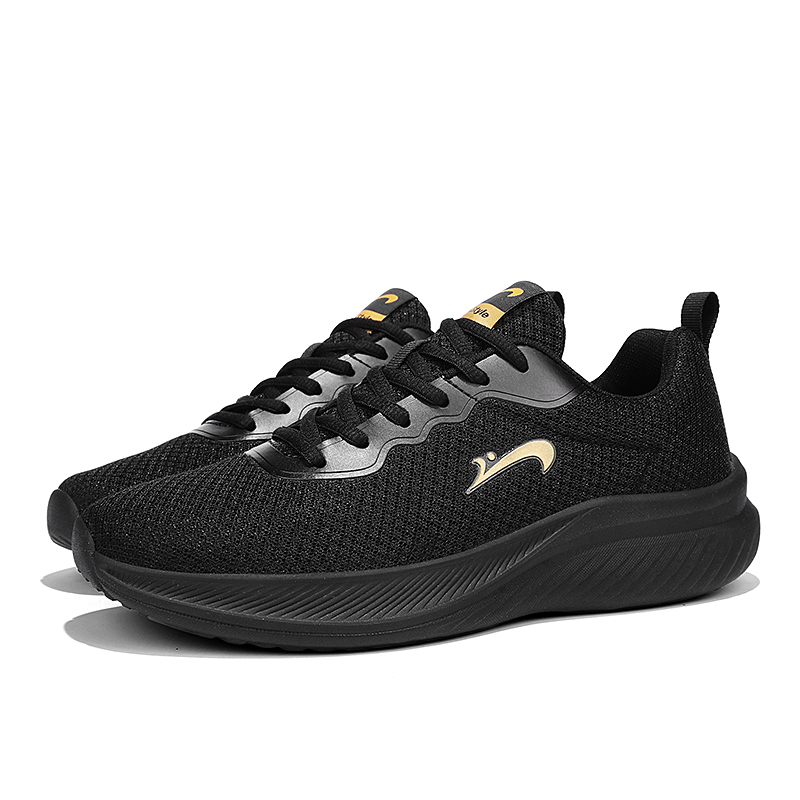 K bird Outdoor Breathable Lightweight Rebound Low top Casual Running Shoes Men’s Black Gold