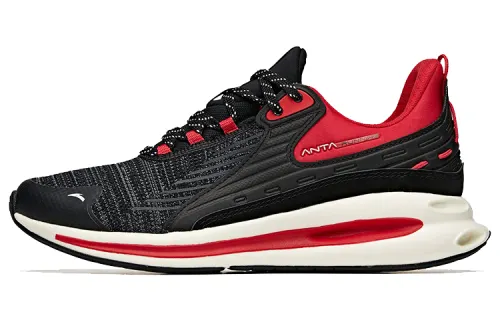 Anta Running Collection Cushioning Slip Resistant Abrasion Resistant Breathable Low top Running Shoes Men's Black Red