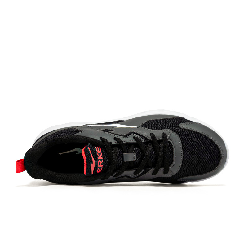 Erke Abrasion Resistant, Lightweight, And Breathable Low top Casual Running Shoes Men’s Black Gray