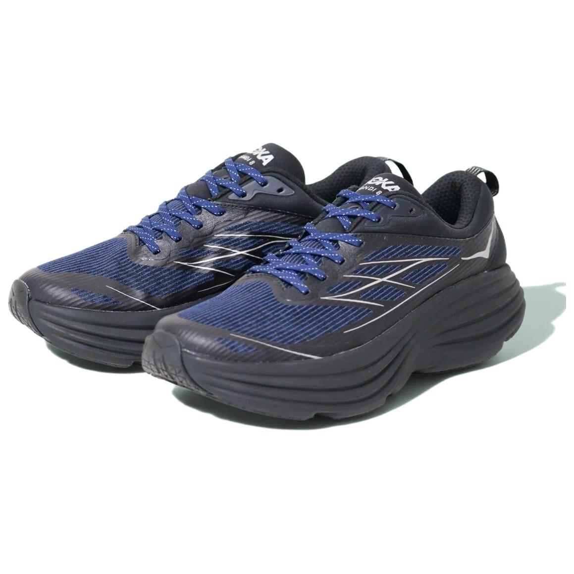HOKA ONE ONE Bondi 8 Abrasion Resistant Low top Running Shoes Men’s Black Blue
