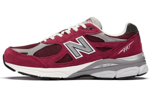 New Balance NB 990 V3 Teddy Made retro cushioning, fabric pigskin, low-top casual urban commuting running shoes, same style for men and women, burgundy, made in the United States
