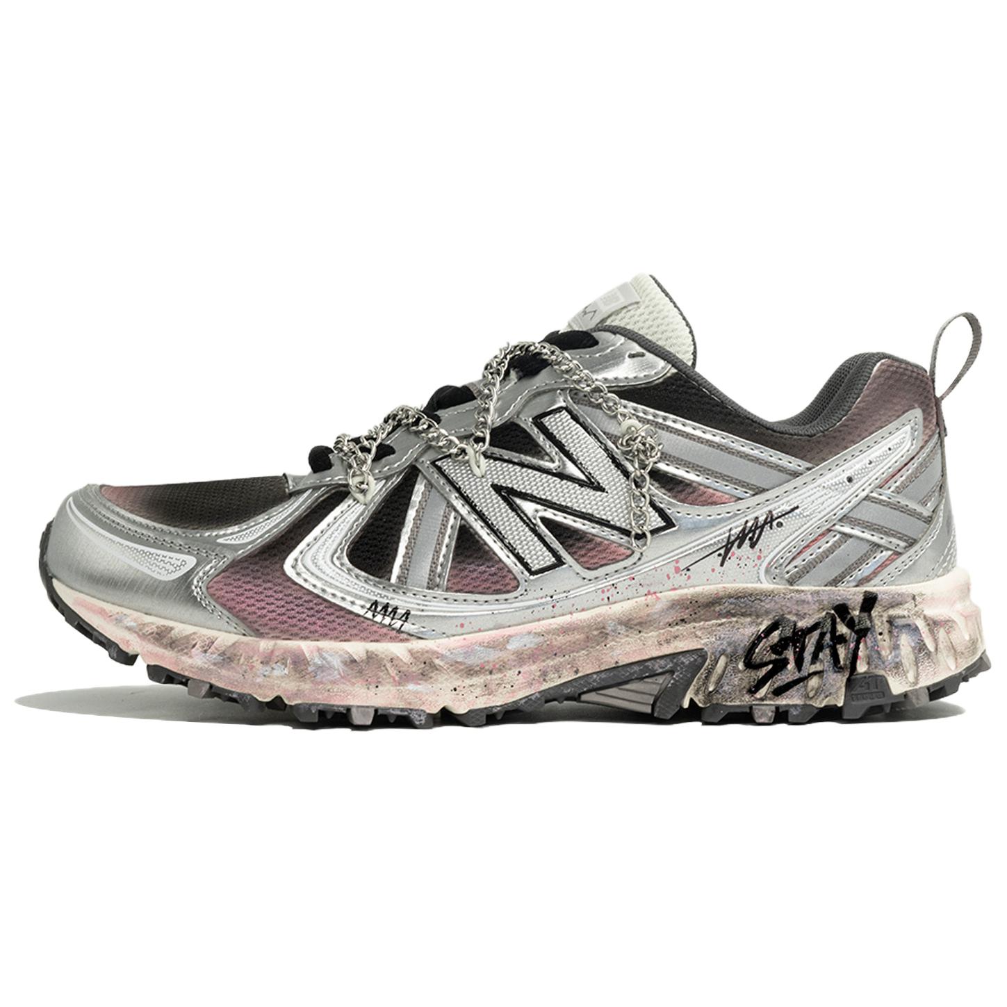 New Balance NB 410 V5 Slip Resistant Abrasion Resistant Low top Running Shoes Unisex Silver Pink