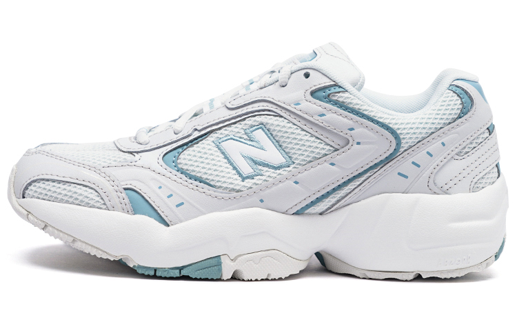New Balance NB 452 comfortable and versatile lace-up mesh synthetic leather low-top running shoes women's white blue