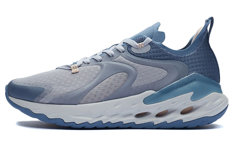 Li Ning Comfortable Cushioning Slip Resistant Abrasion Resistant Reflective Low top Running Shoes Men’s Slate Blue
