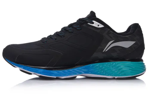 Li Ning Reflective Thermal Abrasion Resistant Slip Resistant Cushioning Low top Running Shoes Unisex Black Blue