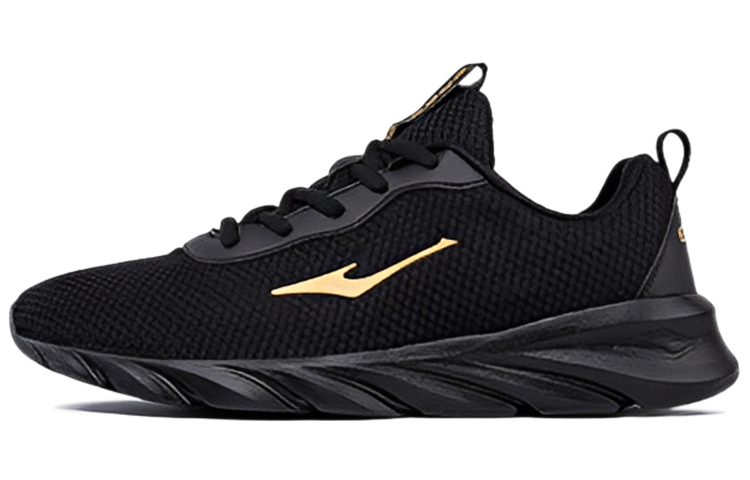 Erke Cushioning Slip Resistant Abrasion Resistant Breathable Low top Running Shoes Men’s Black Gold