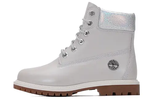 Timberland Heritage 6 Inch Waterproof Boots 'Light Grey Full Grain With Silver Collar' Women's