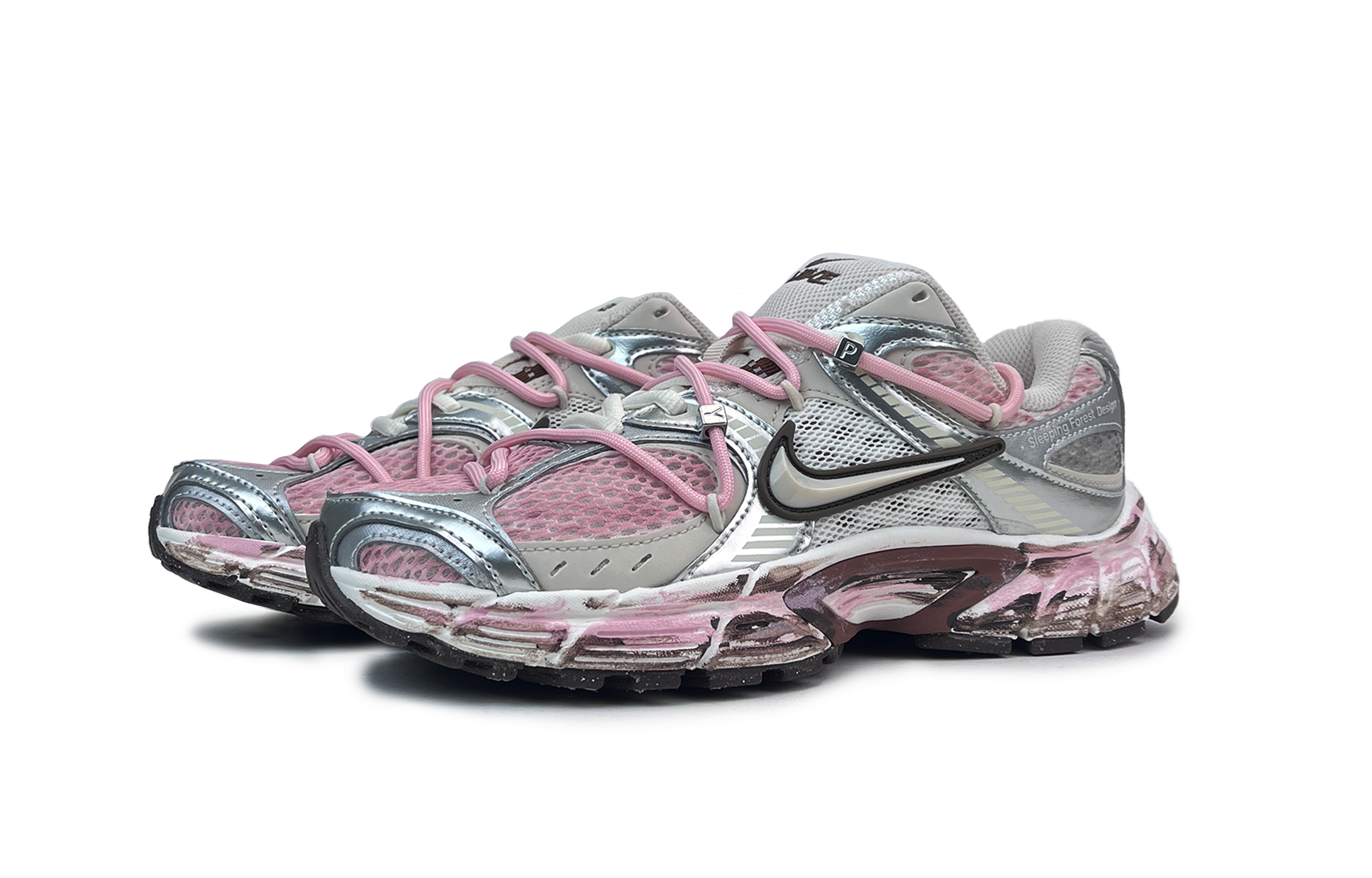 Nike V5 RNR Abrasion Resistant Breathable Low top Running Shoes Women’s Silver Pink