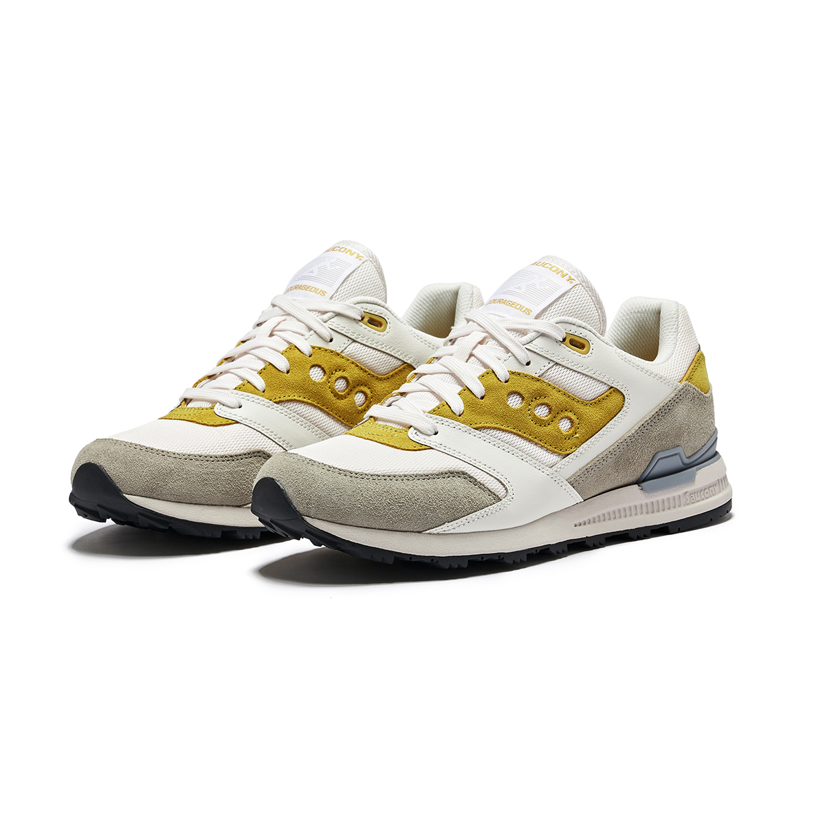 Saucony COURAGEOUS Slip Resistant Slip Resistant Low top Casual Shoes Unisex White Gray Yellow