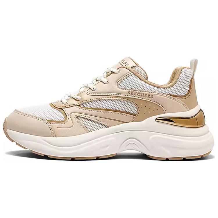 Skechers Street Synthetic Leather, Textile Support Rebound Breathable Low top Casual Running Shoes Women’s White Brown