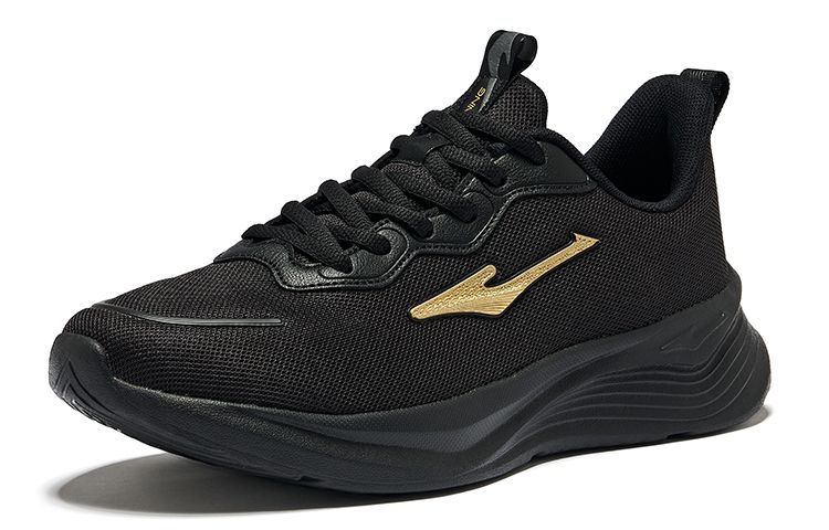 Erke Comfortable And Breathable Cushioning, Wear Resistant Low top Running Shoes Men’s Jet Black King Gold