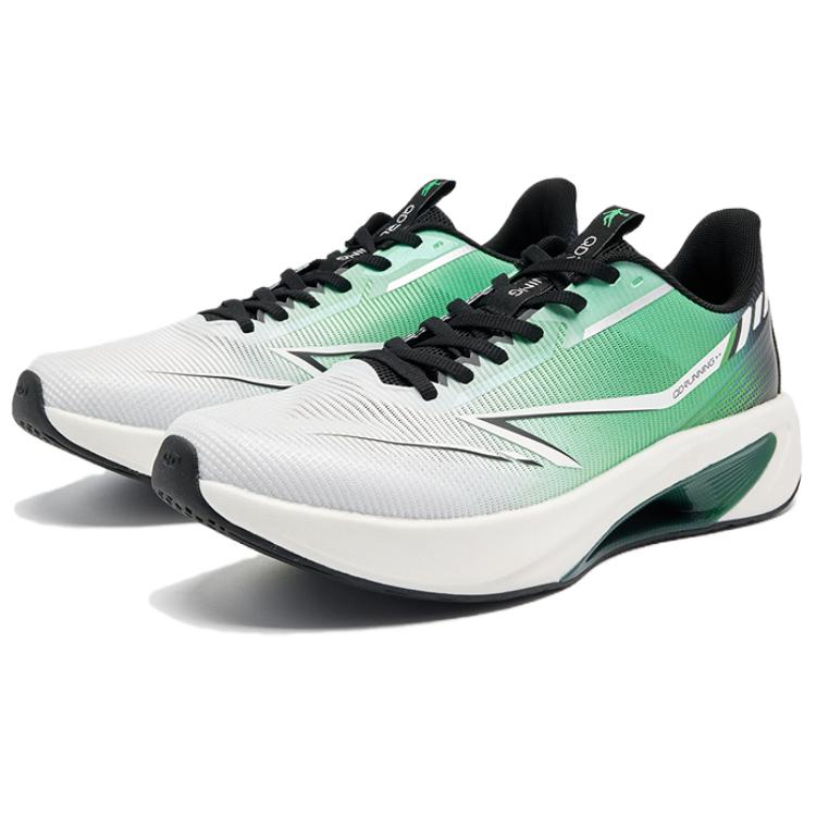 QIAODAN Cushioning Abrasion Resistant Lightweight Low top Casual Running Shoes Men’s White Green Black